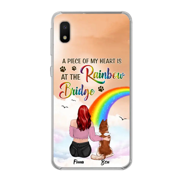 Custom Personalized Memorial Phone Case - Memorial Gift Idea for Dog/Cat Owners/Mother's Day - A Piece Of My Heart Is At The Rainbow Bridge - Case for iPhone/Samsung