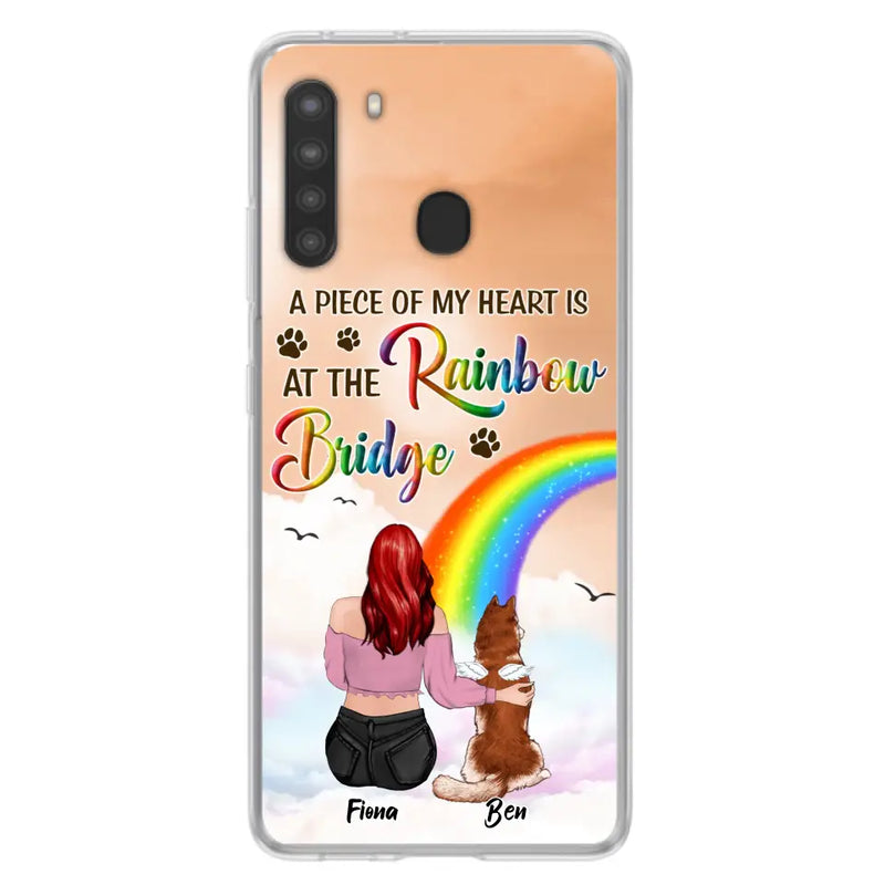 Custom Personalized Memorial Phone Case - Memorial Gift Idea for Dog/Cat Owners/Mother's Day - A Piece Of My Heart Is At The Rainbow Bridge - Case for iPhone/Samsung