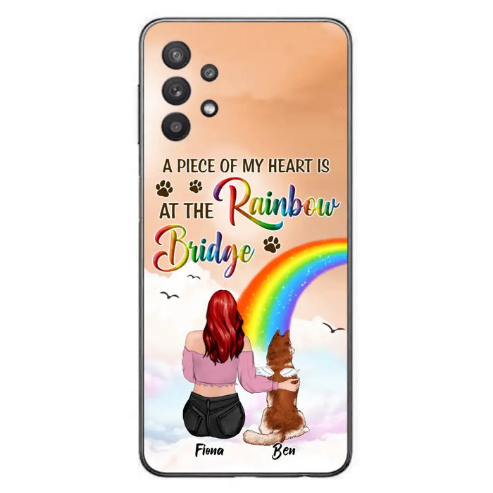 Custom Personalized Memorial Phone Case - Memorial Gift Idea for Dog/Cat Owners/Mother's Day - A Piece Of My Heart Is At The Rainbow Bridge - Case for iPhone/Samsung