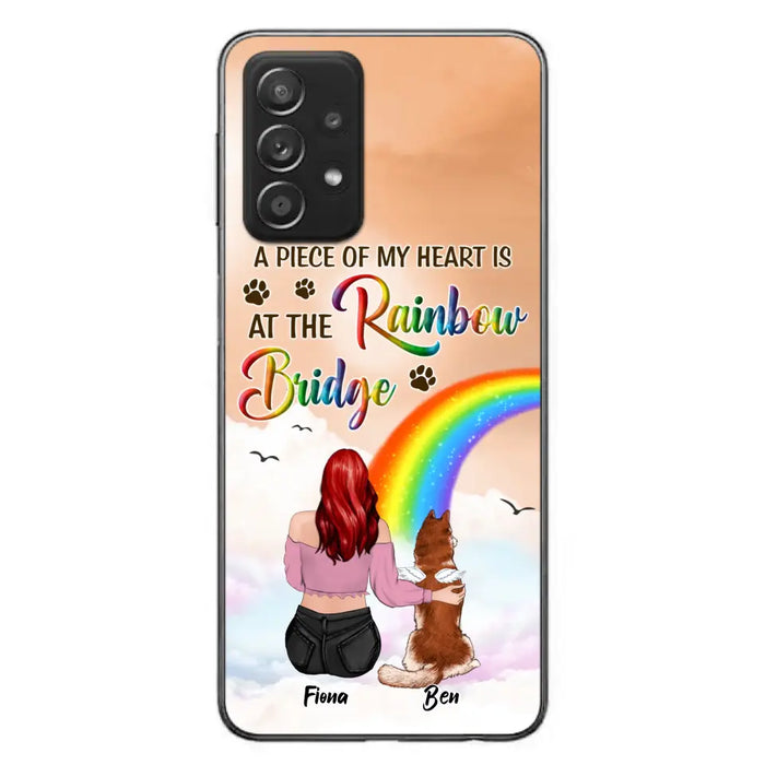 Custom Personalized Memorial Phone Case - Memorial Gift Idea for Dog/Cat Owners/Mother's Day - A Piece Of My Heart Is At The Rainbow Bridge - Case for iPhone/Samsung