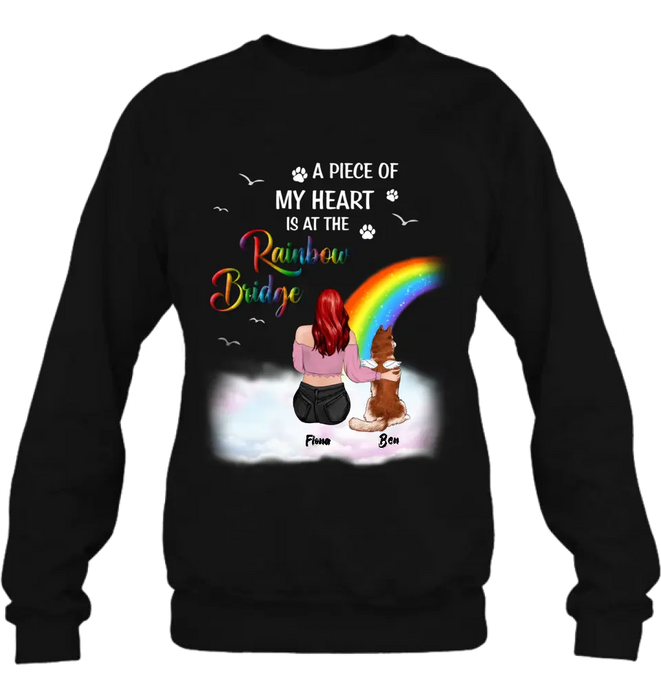 Custom Personalized Memorial Shirt - Memorial Gift Idea for Dog/Cat Owners/Mother's Day - A Piece Of My Heart Is At The Rainbow Bridge