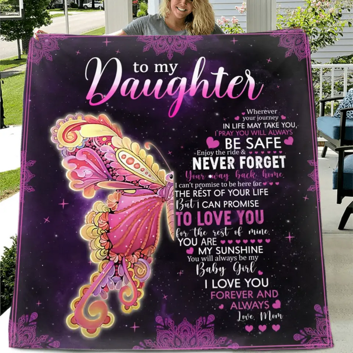 Custom Personalized Daughter Quilt/Single Layer Fleece Blanket - Gift Idea For Daughter From Mom - To My Daughter