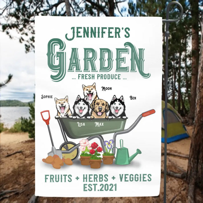 Custom Personalized Dog Garden Flag - Up to 5 Dogs -  Best Gift For Dog Lovers - Garden Fresh Produce