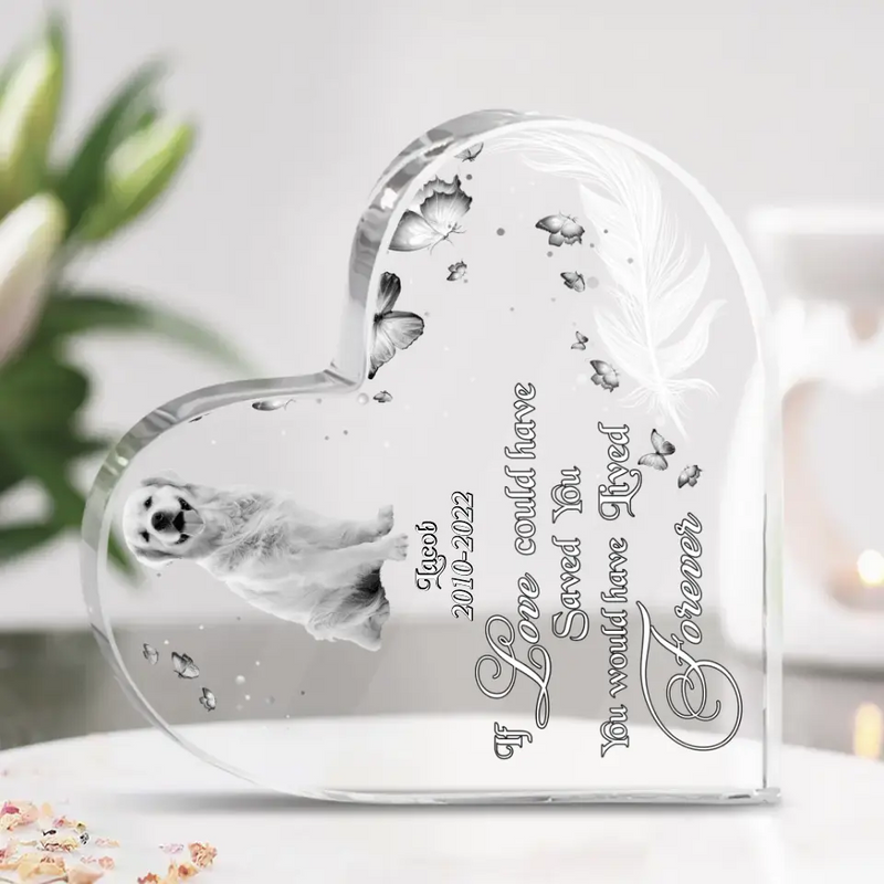 Custom Dog Photo Acrylic Plaque - Memorial Gift Idea For Dog Lover - If Love Could Have Saved You, You Would Have Lived Forever