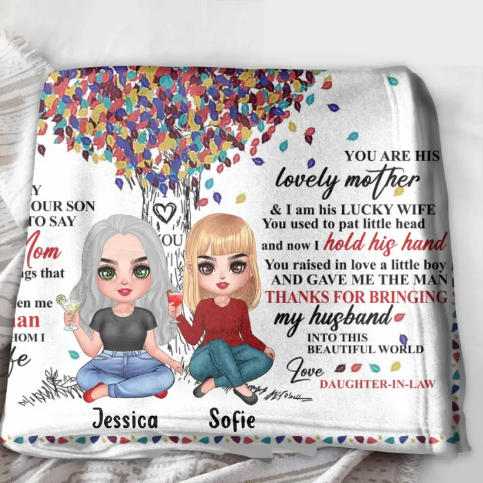 Custom Personalized Mom Quilt/Single Layer Fleece Blanket - Gift Idea For Mother's Day/Mother-In-Law - You're The Mother I Received The Day I Wed Your Son