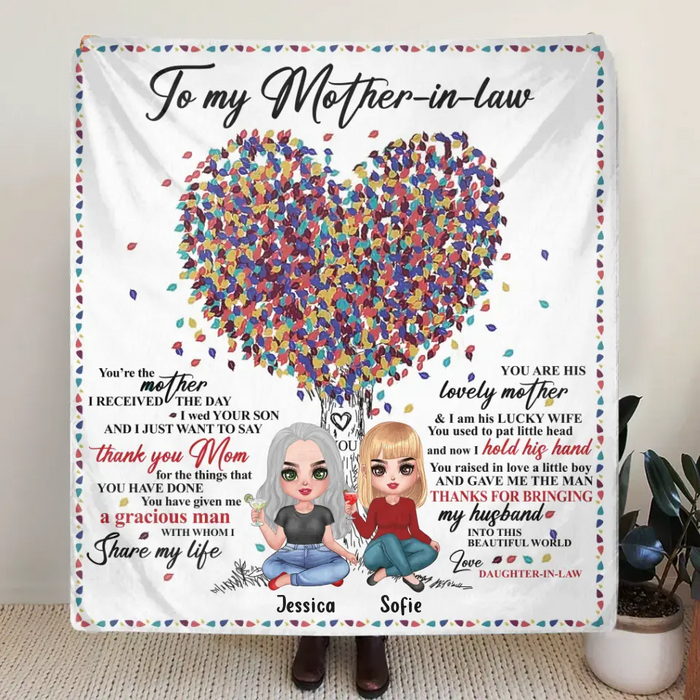 Custom Personalized Mom Quilt/Single Layer Fleece Blanket - Gift Idea For Mother's Day/Mother-In-Law - You're The Mother I Received The Day I Wed Your Son