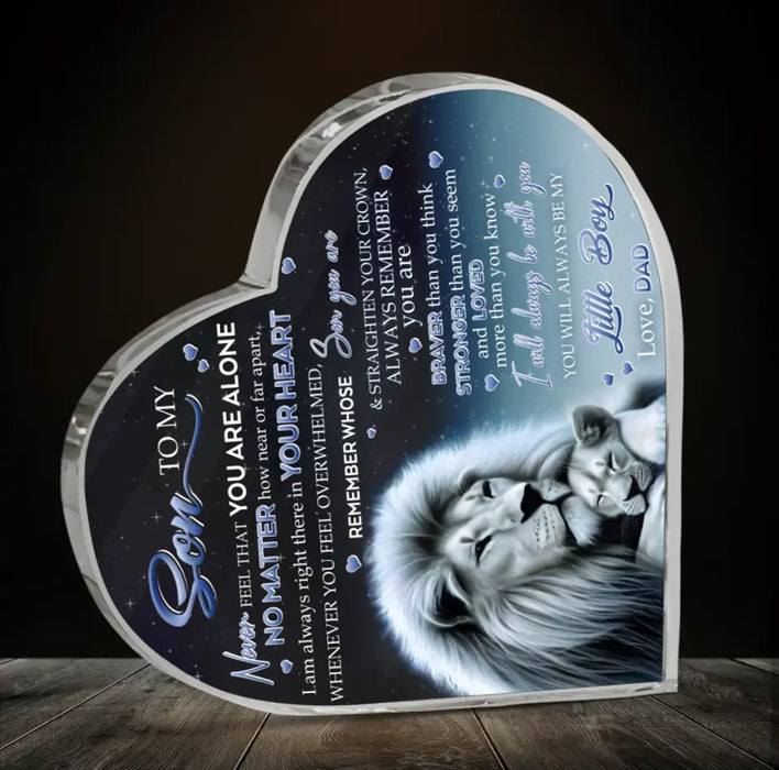 Custom Personalized To My Daughter/Son Lion Crystal Heart - Gift Idea For Daughter/Son From Dad - Never Feel That You Are Alone