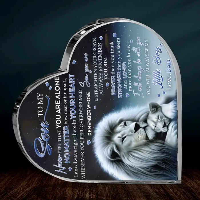 Custom Personalized To My Daughter/Son Lion Crystal Heart - Gift Idea For Daughter/Son From Dad - Never Feel That You Are Alone