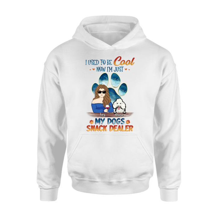 Custom Personalized Dog Mom Shirt/Hoodie - Upto 6 Dogs - Gift Idea For Mother's Day/ Birthday/Dog Lover - I Used To Be Cool Now I'm Just My Dogs Snack Dealer