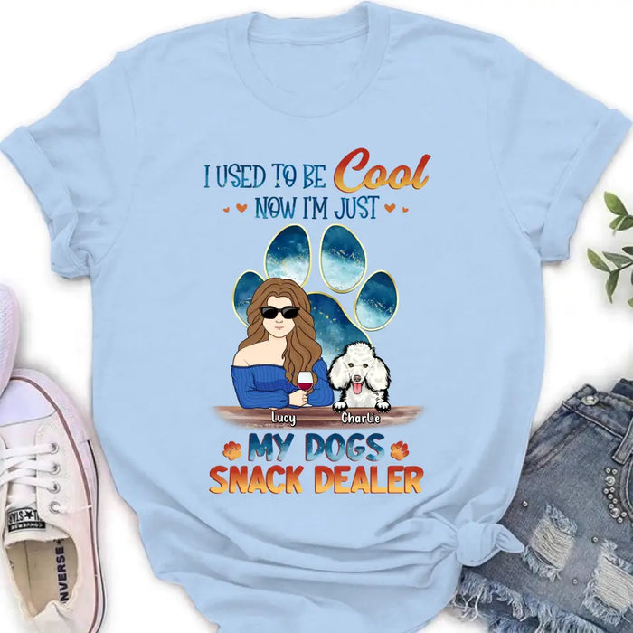 Custom Personalized Dog Mom Shirt/Hoodie - Upto 6 Dogs - Gift Idea For Mother's Day/ Birthday/Dog Lover - I Used To Be Cool Now I'm Just My Dogs Snack Dealer