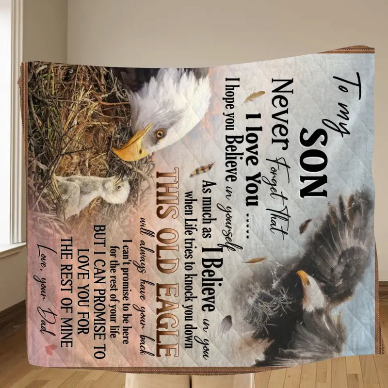 To My Son Fleece Throw Blanket & Quilt - Birthday Gift Idea From Mom Dad To Son - Never Forget That I Love You