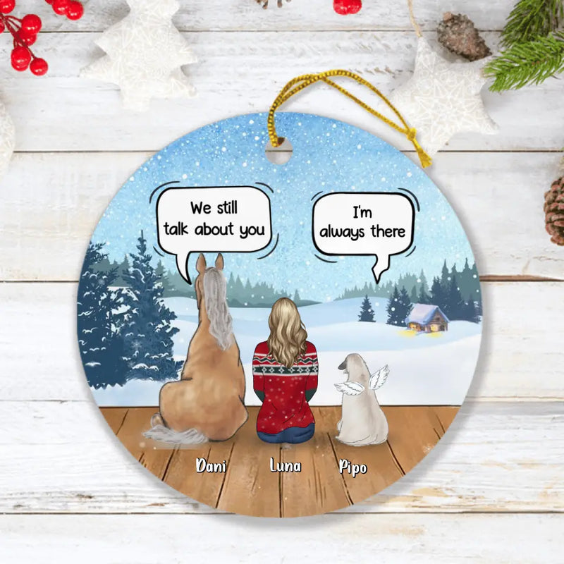 Personalized Horse Dog Ornament - Man/Woman With Up to 5 Horses/Dogs - Best Gift For Dog/Horse Lover