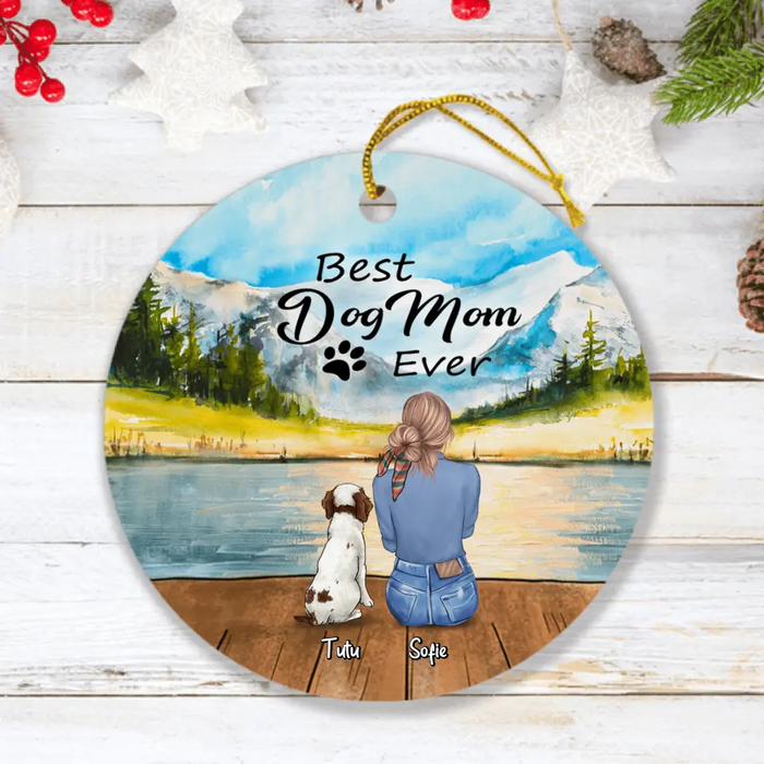 Custom Personalized Pet Mom/Dad Ornament - Mom/Dad With Upto 4 Dogs/4 Cats - Best Gift For Dog/Cat Lover - Life Is Better With Dogs