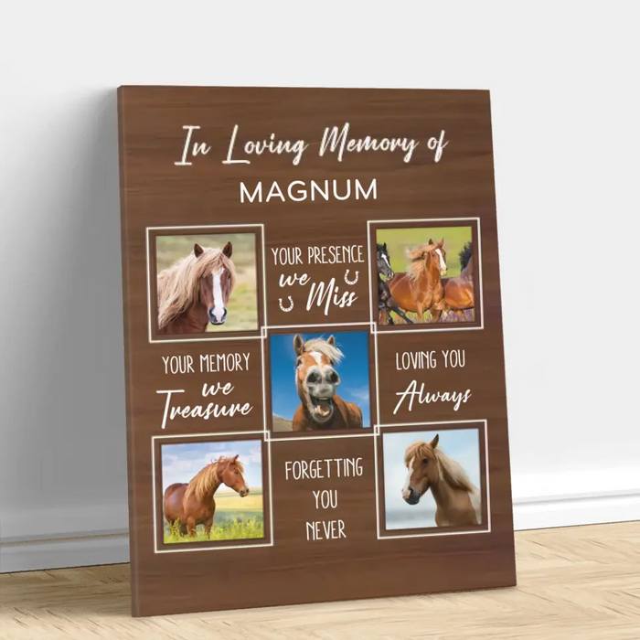 Custom Personalized Memorial Canvas - Upload Horse Photo - Memorial Gift Idea - They Live In Our Hearts