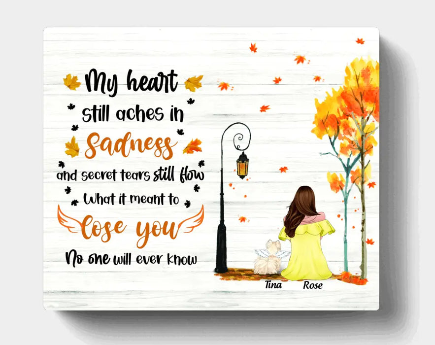 Custom Personalized Memorial Dog Autumn Canvas  - Mom With Upto 4 Dogs - Best Gift For Dog Lover - 8ALLOF