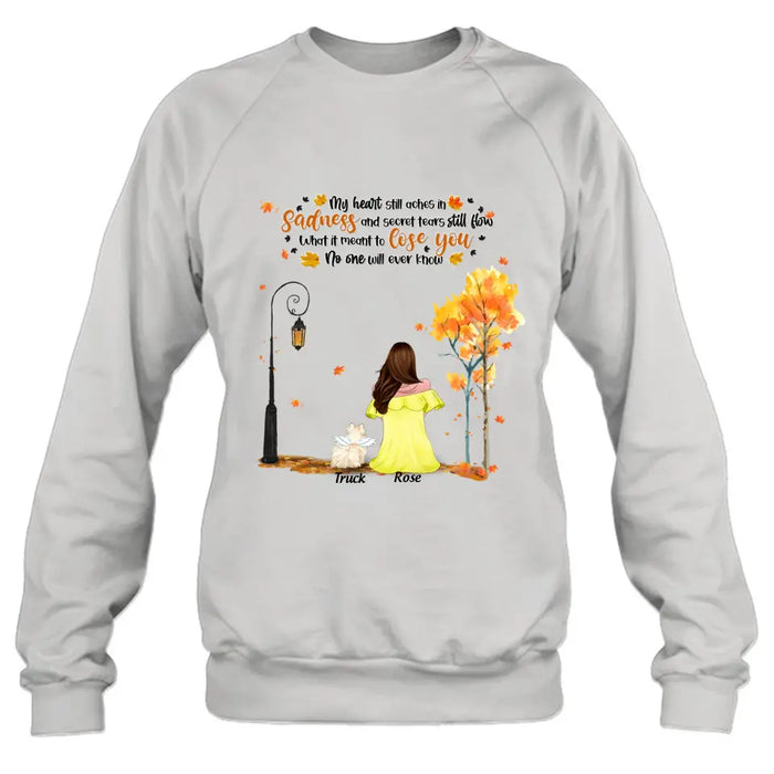 Custom Personalized Memorial Dog Autumn T-shirt/ Pullover Hoodie - Mom With Upto 4 Dogs - Memorial Gift For Dog Lover - 8ALLOF