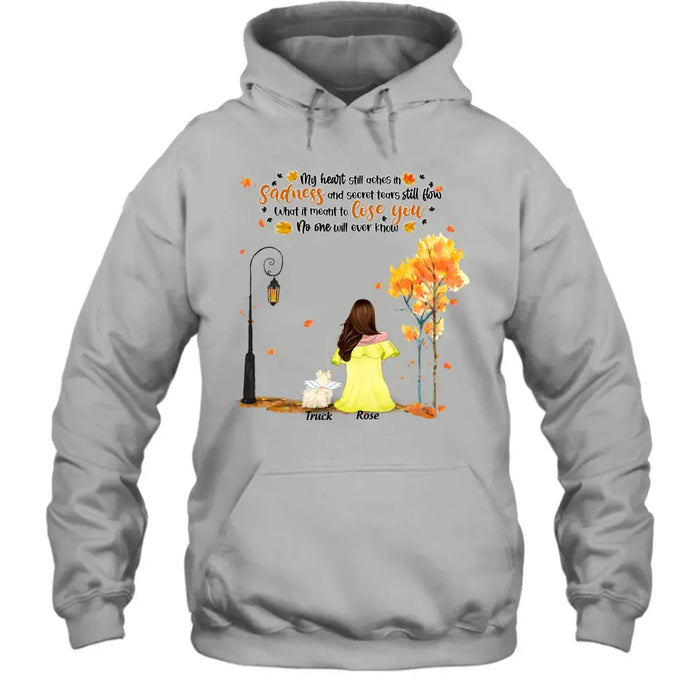 Custom Personalized Memorial Dog Autumn T-shirt/ Pullover Hoodie - Mom With Upto 4 Dogs - Memorial Gift For Dog Lover - 8ALLOF