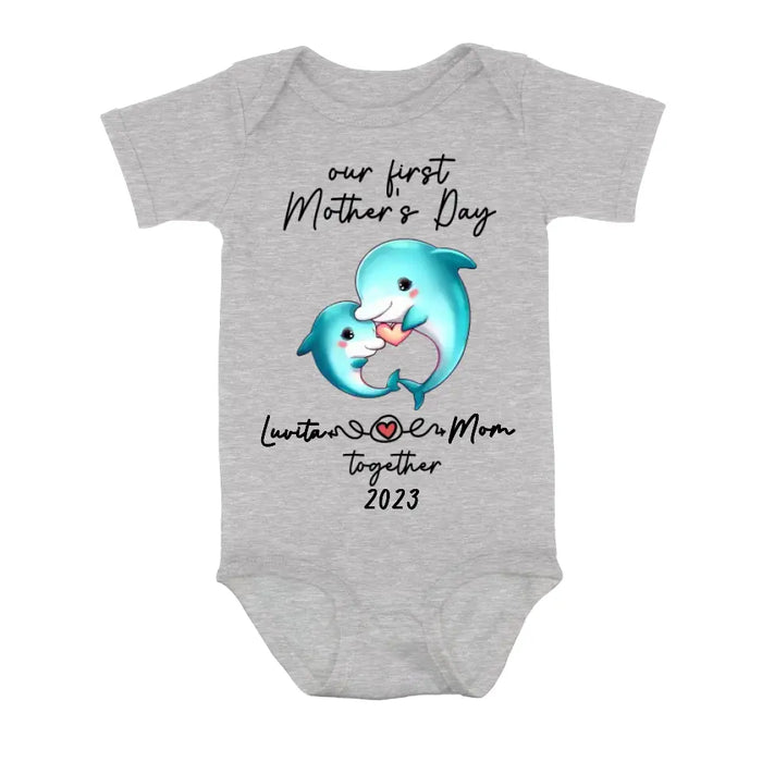 Custom Personalized Baby Onesie/T-Shirt - Mother's Day Gift Idea For Baby/Mom - Our First Mother's Day Together 2023