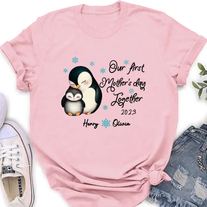 Personalized Penguin Shirt/ Baby Onesie - Gift Idea For Mother's Day - Our First Mother's Day Together 2023