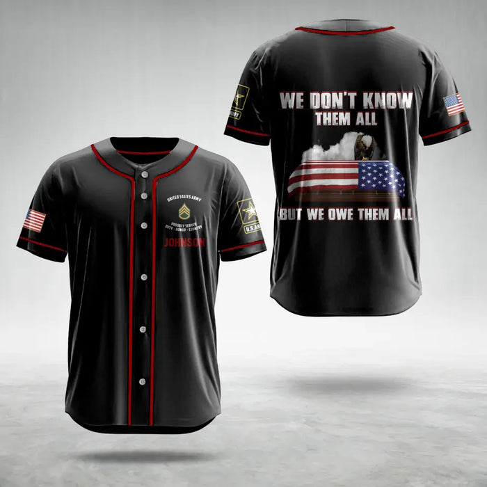 Personalized Veteran AOP Baseball Jersey - Gift Idea For Veteran/Father's Day - We Don't Know Them All But We Owe Them All