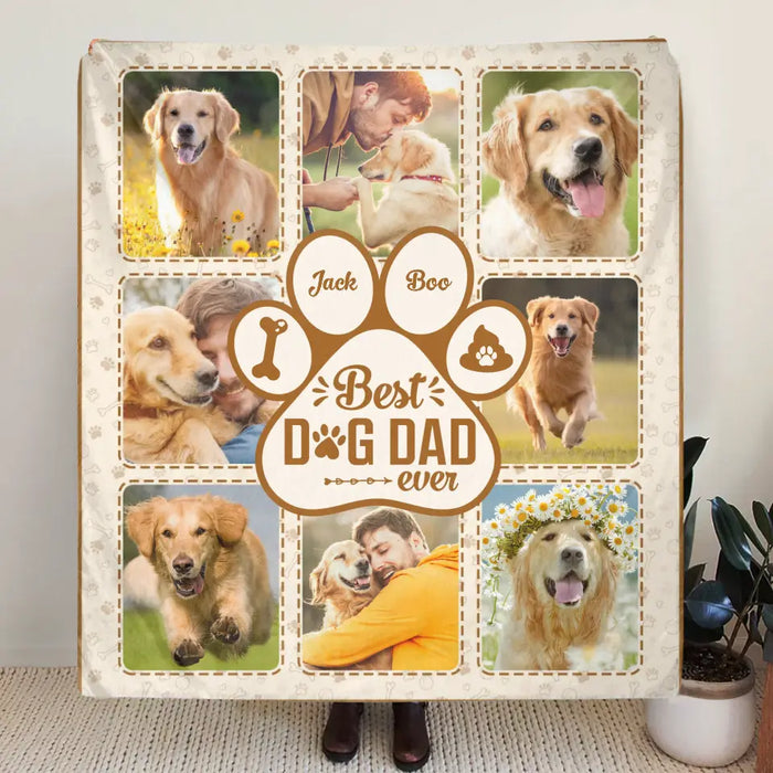 Custom Personalized Dog Dad Single Layer Fleece/ Quilt Blanket - Upload Photos - Father's Day Gift Idea for Dog Owners - Best Dog Dad Ever