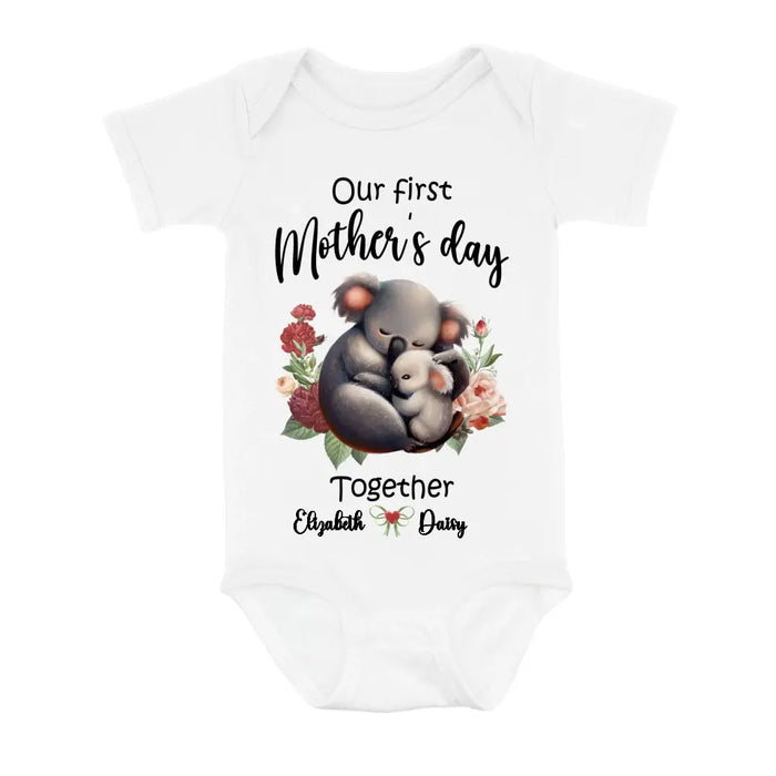 Custom Personalized Koala Baby Onesie/T-Shirt - Gift Idea for Baby/Mother's Day - Our First Mother's Day Together