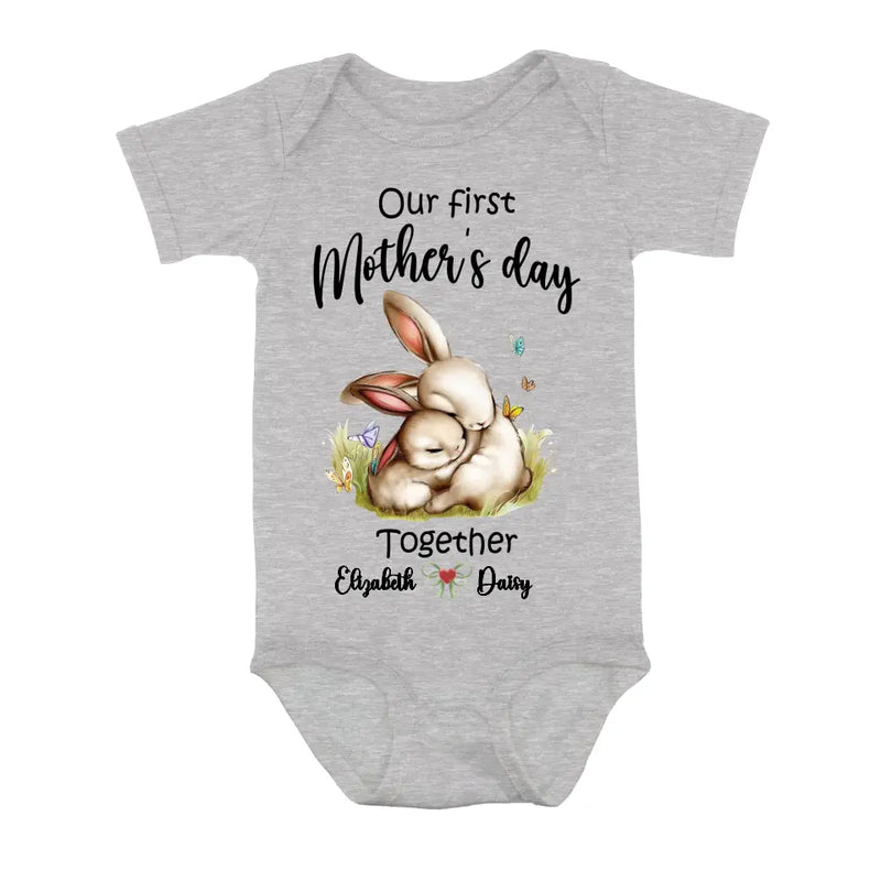 Personalized Rabbit Baby Onesie/T-Shirt - Gift Idea for Baby/Mother's Day - Our First Mother's Day Together