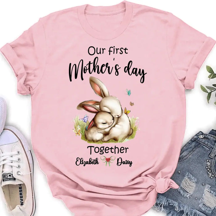 Custom Personalized Rabbit Baby Onesie/T-Shirt - Gift Idea for Baby/Mother's Day - Our First Mother's Day Together