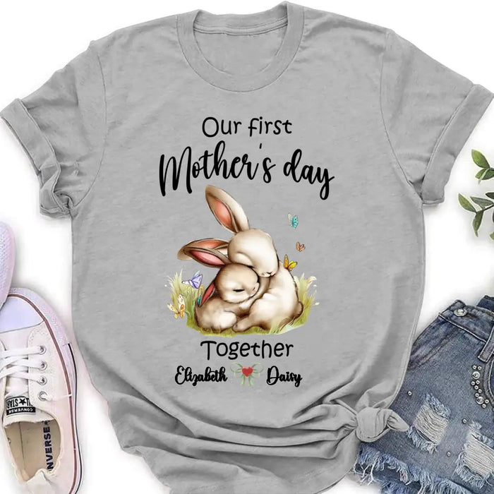 Custom Personalized Rabbit Baby Onesie/T-Shirt - Gift Idea for Baby/Mother's Day - Our First Mother's Day Together