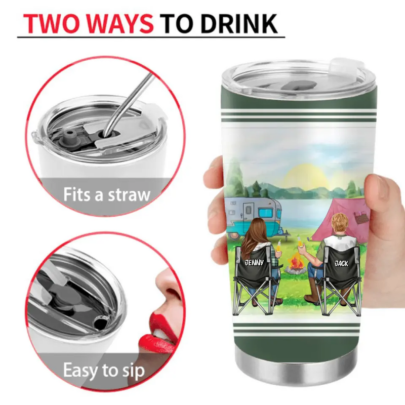 Personalized Camping Couple Tumbler - Gift For Camping Lovers/Mother's Day Gift From Husband - I Married My Camping Buddy