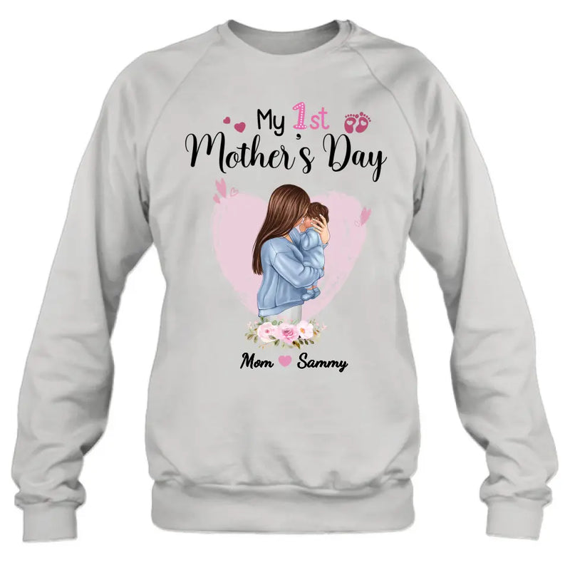 Custom Personalized Mother T-shirt/ Long Sleeve/ Sweatshirt/ Hoodie - Mother's Day Gift Idea - My 1st Mother's Day