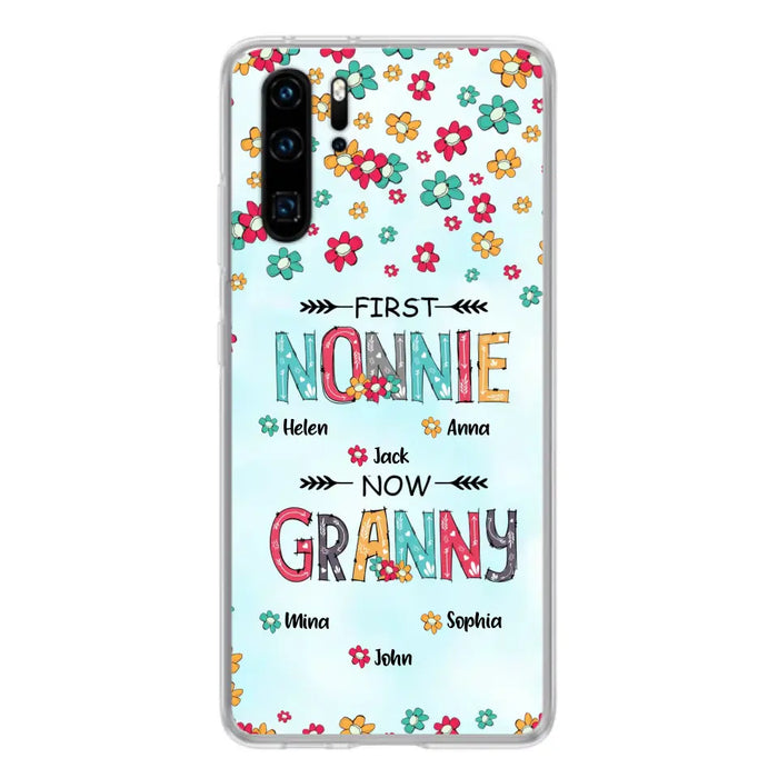 Custom Personalized Grandma Phone Case - Upto 4 Kids And 8 Grandkids - Mother's Day Gift Idea for Grandma - First Mom Now Nana Kid And Grandkids Flower Pattern - Cases For Xiaomi/ Oppo/ Huawei