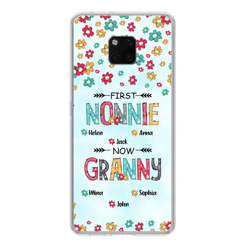 Personalized Grandma Phone Case - Up to 4 Kids And 8 Grandkids - Mother's Day Gift Idea for Grandma - First Mom Now Nana Kid And Grandkids Flower Pattern - Cases For Xiaomi/ Oppo/ Huawei