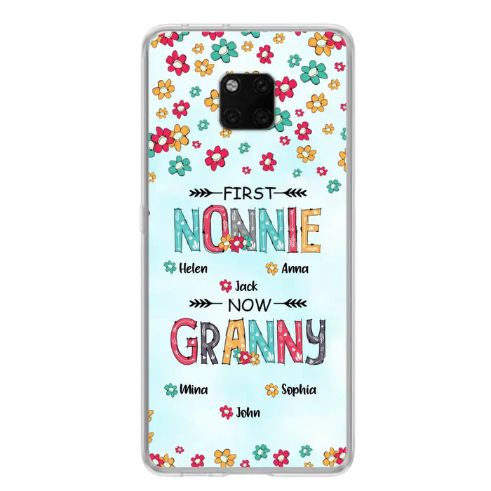 Custom Personalized Grandma Phone Case - Upto 4 Kids And 8 Grandkids - Mother's Day Gift Idea for Grandma - First Mom Now Nana Kid And Grandkids Flower Pattern - Cases For Xiaomi/ Oppo/ Huawei