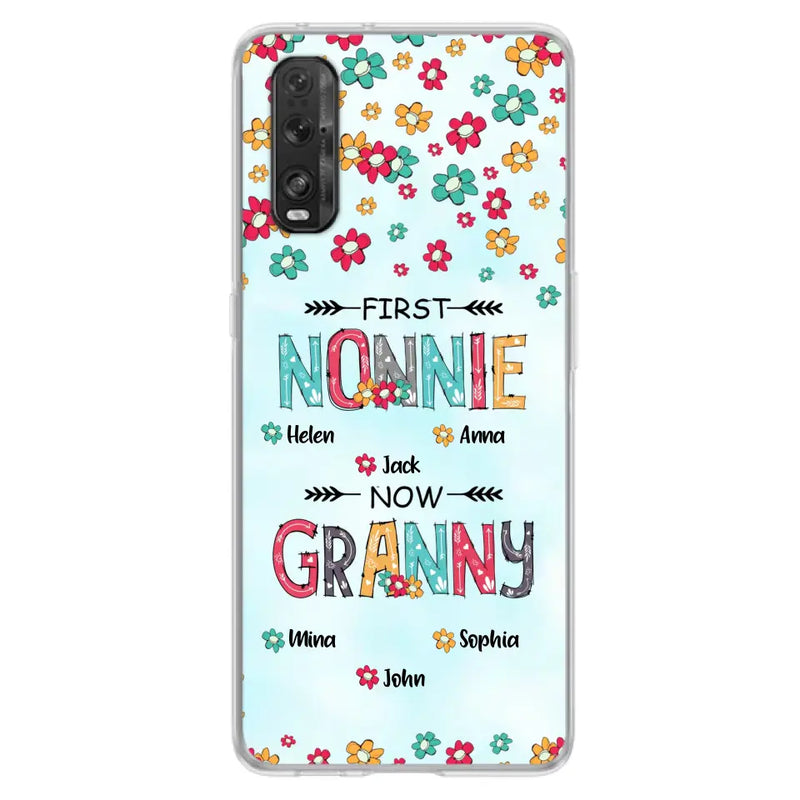 Personalized Grandma Phone Case - Up to 4 Kids And 8 Grandkids - Mother's Day Gift Idea for Grandma - First Mom Now Nana Kid And Grandkids Flower Pattern - Cases For Xiaomi/ Oppo/ Huawei