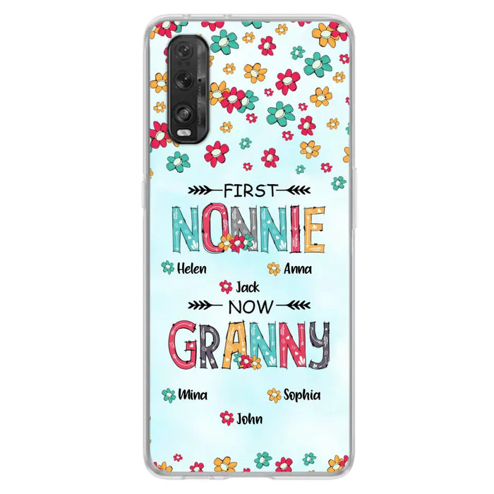 Custom Personalized Grandma Phone Case - Upto 4 Kids And 8 Grandkids - Mother's Day Gift Idea for Grandma - First Mom Now Nana Kid And Grandkids Flower Pattern - Cases For Xiaomi/ Oppo/ Huawei