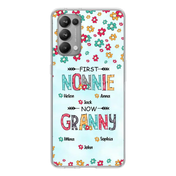 Custom Personalized Grandma Phone Case - Upto 4 Kids And 8 Grandkids - Mother's Day Gift Idea for Grandma - First Mom Now Nana Kid And Grandkids Flower Pattern - Cases For Xiaomi/ Oppo/ Huawei