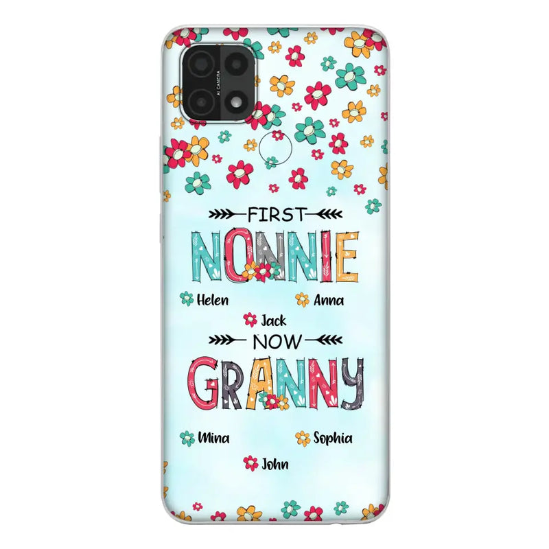 Personalized Grandma Phone Case - Up to 4 Kids And 8 Grandkids - Mother's Day Gift Idea for Grandma - First Mom Now Nana Kid And Grandkids Flower Pattern - Cases For Xiaomi/ Oppo/ Huawei