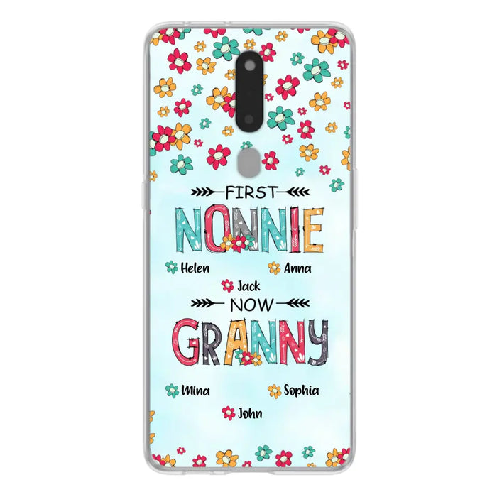 Custom Personalized Grandma Phone Case - Upto 4 Kids And 8 Grandkids - Mother's Day Gift Idea for Grandma - First Mom Now Nana Kid And Grandkids Flower Pattern - Cases For Xiaomi/ Oppo/ Huawei