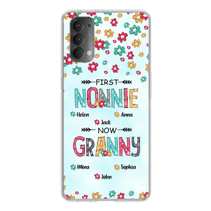 Custom Personalized Grandma Phone Case - Upto 4 Kids And 8 Grandkids - Mother's Day Gift Idea for Grandma - First Mom Now Nana Kid And Grandkids Flower Pattern - Cases For Xiaomi/ Oppo/ Huawei