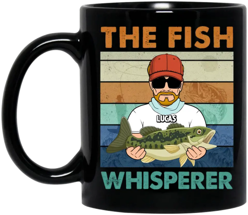 Personalized Fishing Black Coffee Mug - Gift Idea For Father's Day/ Fishing Lovers - The Fish Whisperer