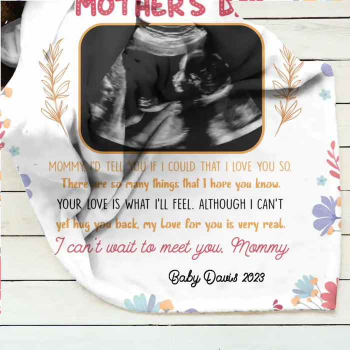 Personalized Mother's Day Single Layer Fleece/ Quilt Blanket - Upload Photo - I Can't Wait To Meet You, Mommy