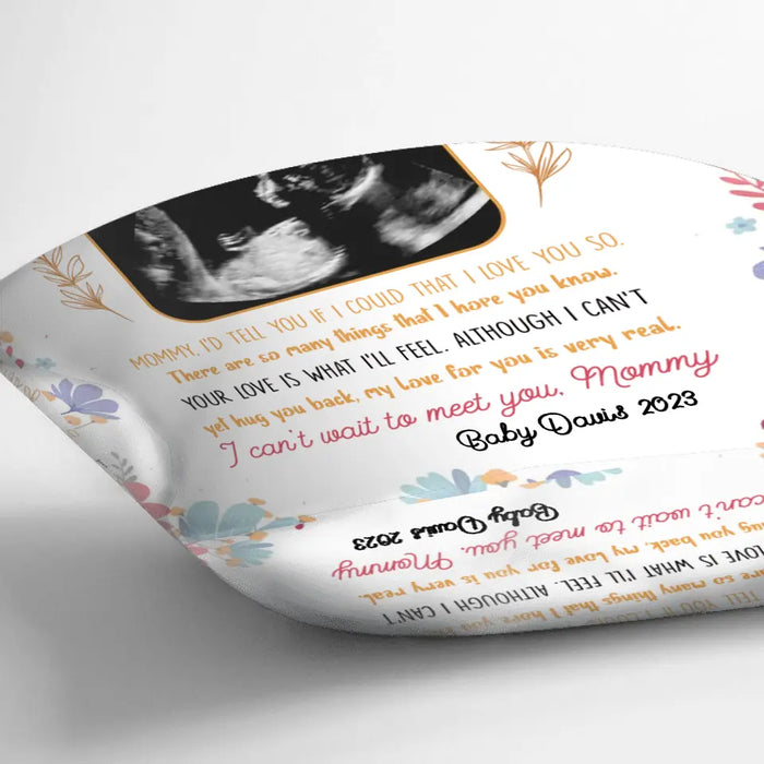 Personalized Mother's Day Pillow Cover - Upload Photo - I Can't Wait To Meet You, Mommy