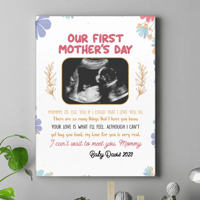 Personalized Mother's Day Vertical Canvas - Upload Photo - I Can't Wait To Meet You, Mommy