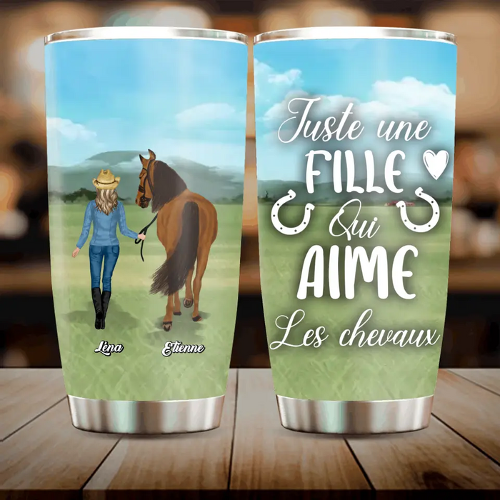 Gobelet Cheval Et Fille Personnalisé - Idée Cadeau Pour Les Amoureux Des Chevaux - Jusqu'À 6 Chevaux - Juste Une Fille Qui Aime Les Chevaux