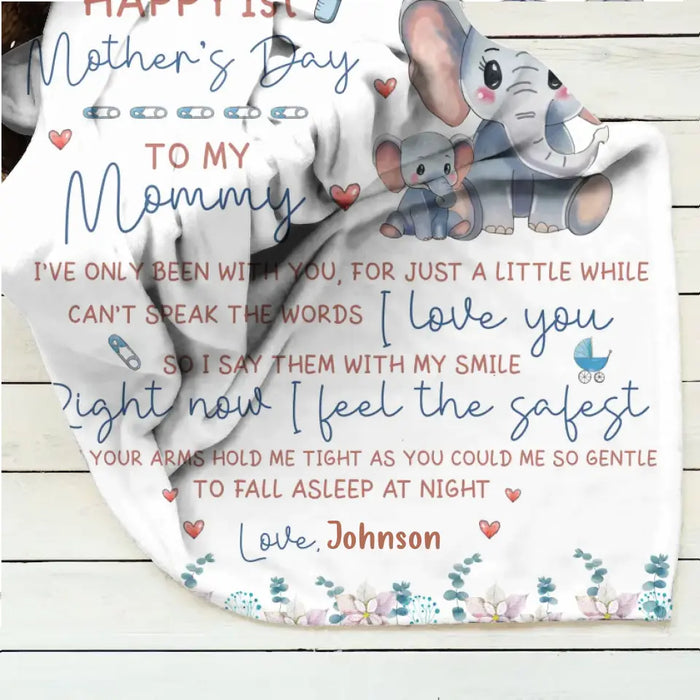 Custom Personalized Elephant Quilt/Single Layer Fleece Blanket - Gift Idea For Mother's Day - To My Mommy I've Only Been Your Little One For Just A Little While