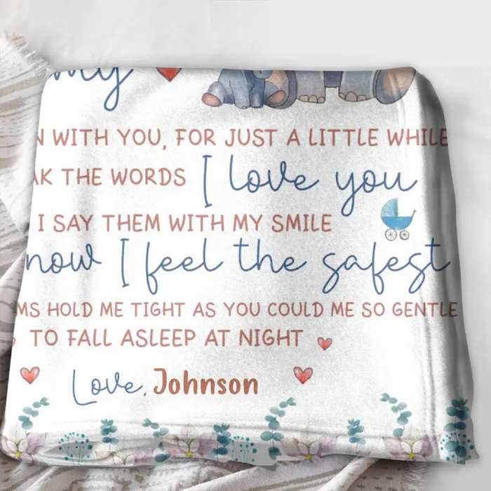 Custom Personalized Elephant Quilt/Single Layer Fleece Blanket - Gift Idea For Mother's Day - To My Mommy I've Only Been Your Little One For Just A Little While