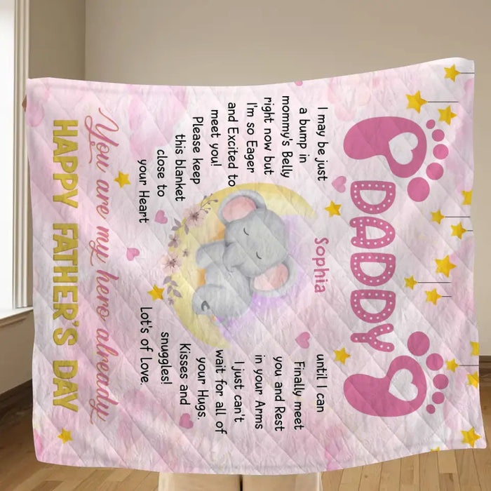 Personalized Father's Day Quilt/ Single Layer Fleece Blanket - Gift Idea For Father's Day 2023 - You Are My Hero Already