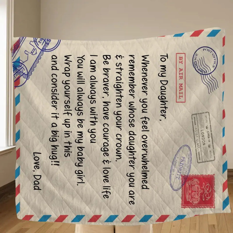 Personalized To My Daughter Fleece Throw Blanket/Quilt - Gift Idea For Daughter - A Letter From Dad