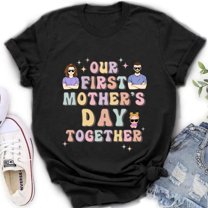 Custom Personalized Family Baby Onesie/Kid T-Shirt/T-Shirt - Upto 3 Children - Gift Idea for Family/Mother's Day - Our First Mother's Day Together